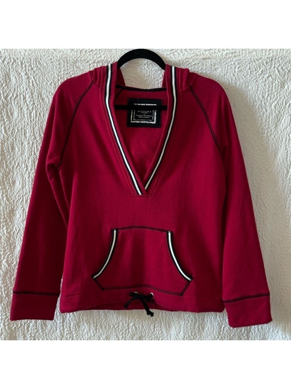 Sonoma Life + Style V-Neck Long Sleeve Hoodie Sweatshirt